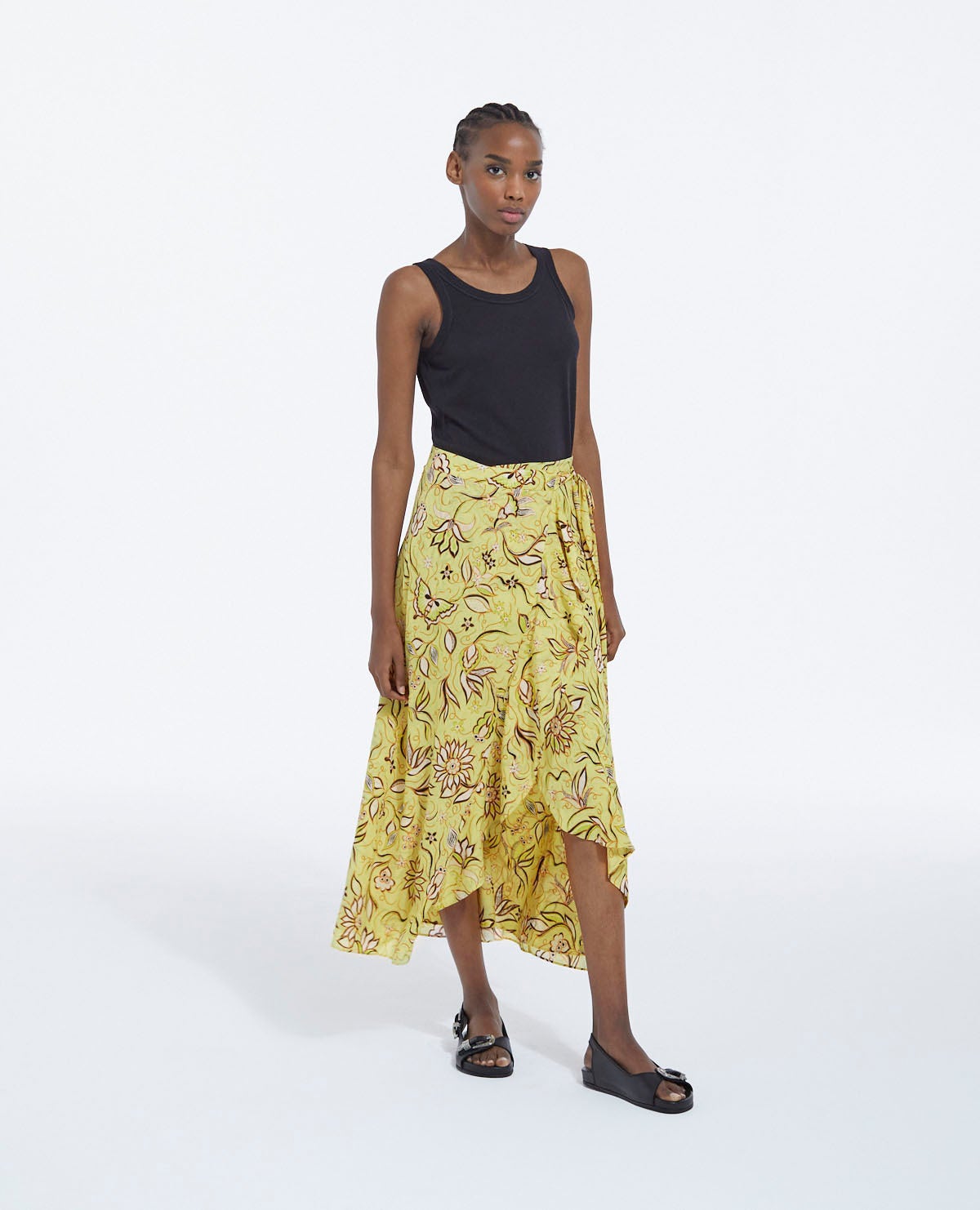 The Kooples - Long wrap skirt with yellow flowers - WOMEN